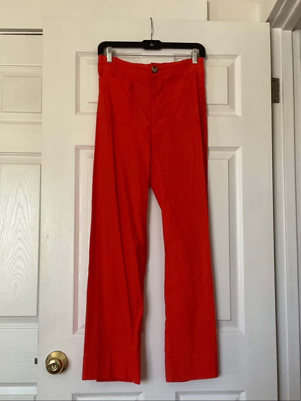 Anthropologie Bright Red Cropped Wide-Leg Pants